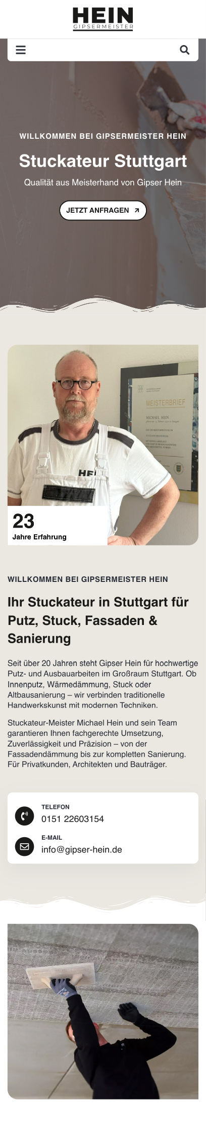 Das Bild zeigt einen Mobile Screenshot der vorgestellten Website