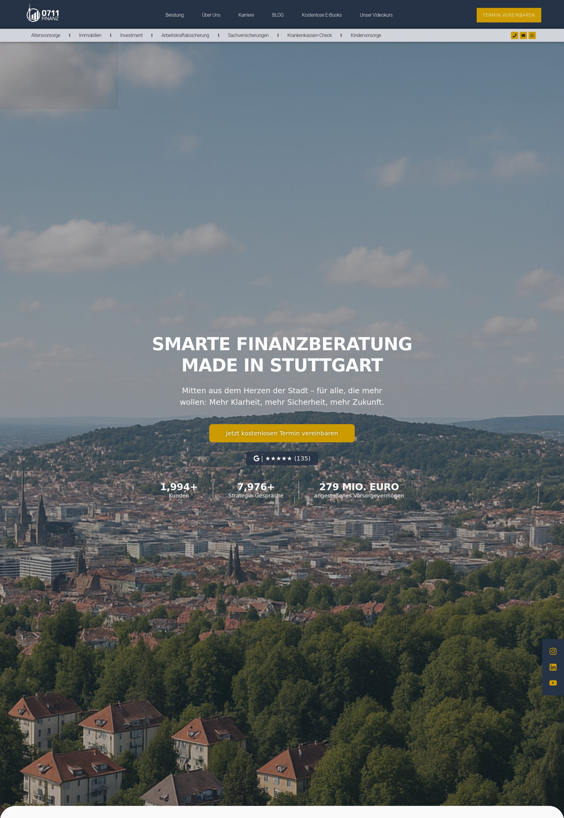 Website von 0711 Finanz, Stuttgart in der Desktop-Ansicht