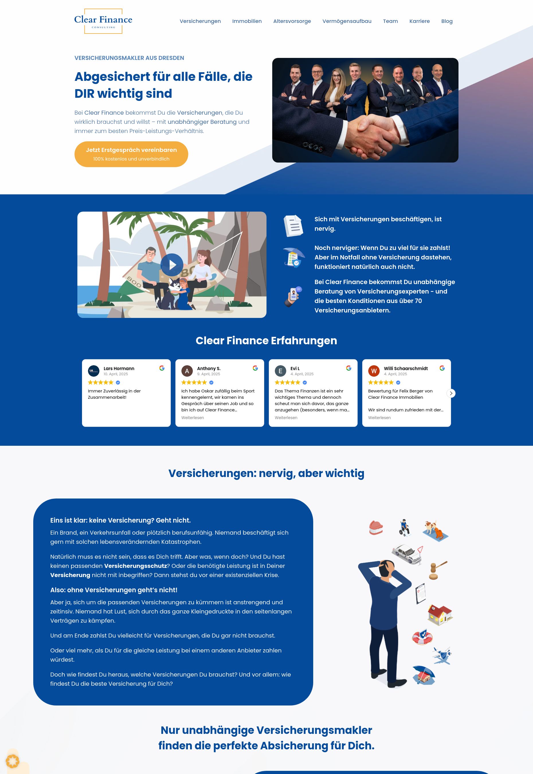 Website von Clear Finance Consulting, Dresden in der Desktop-Ansicht