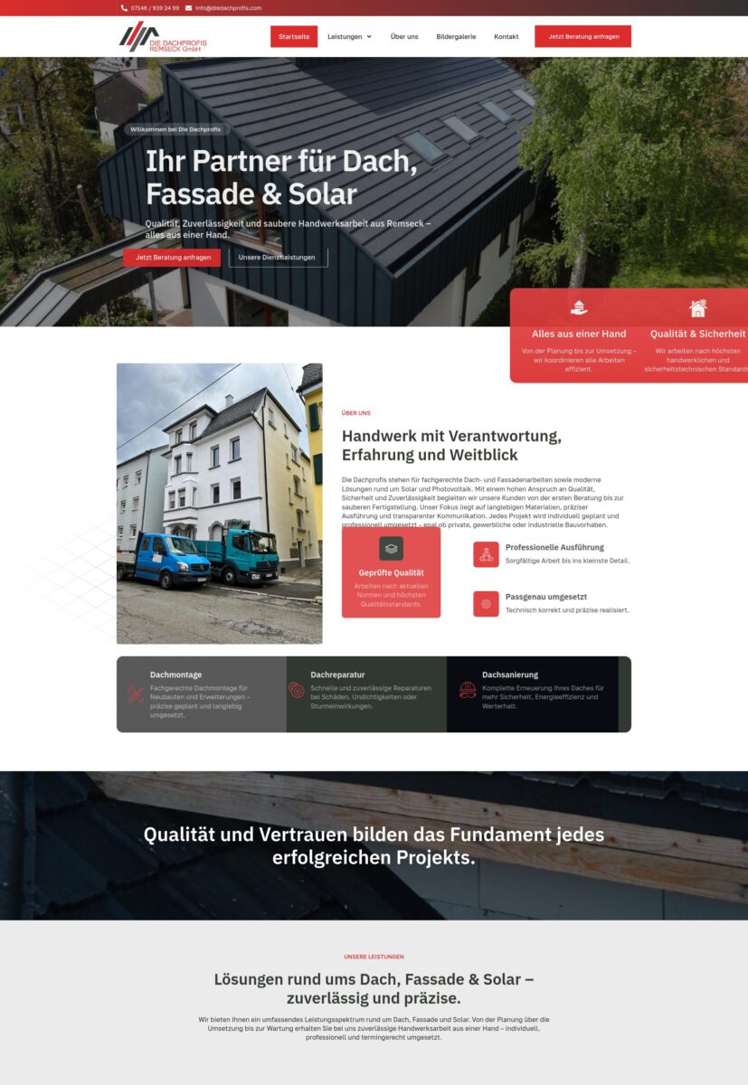 Das Bild zeigt einen Desktop Screenshot der vorgestellten Website