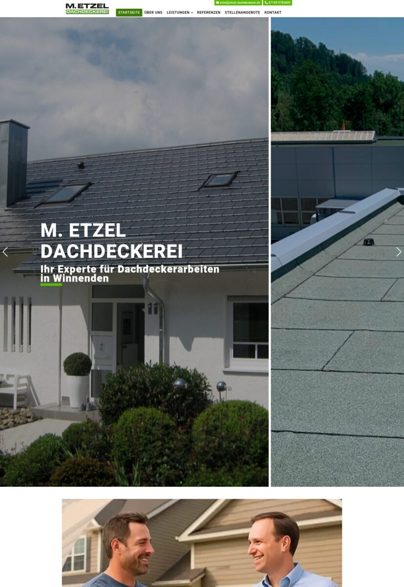 Das Bild zeigt einen Desktop Screenshot der vorgestellten Website