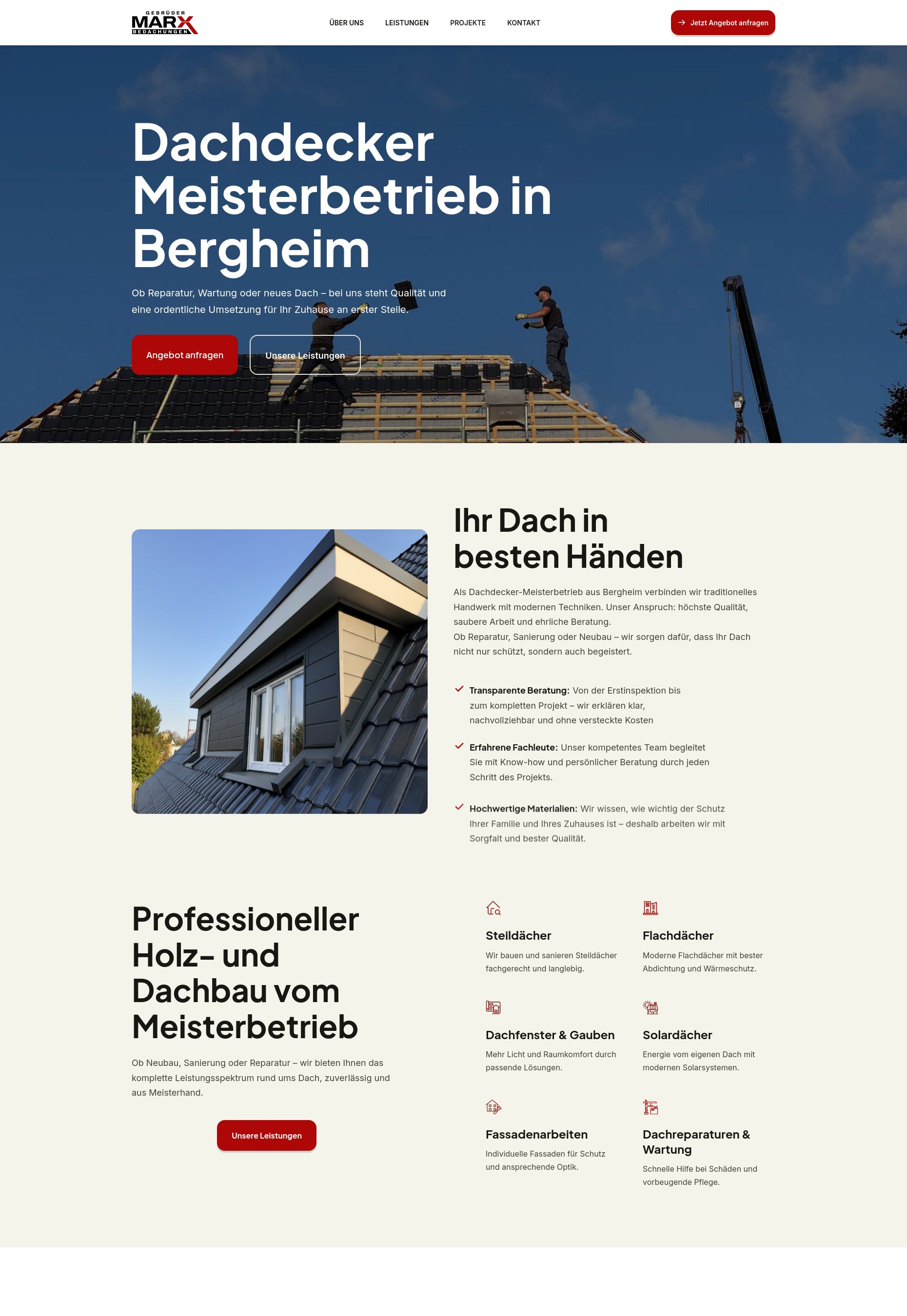 Website von Marx Holz- & Bautenschutz, Rhein-Erft-Kreis in der Desktop-Ansicht
