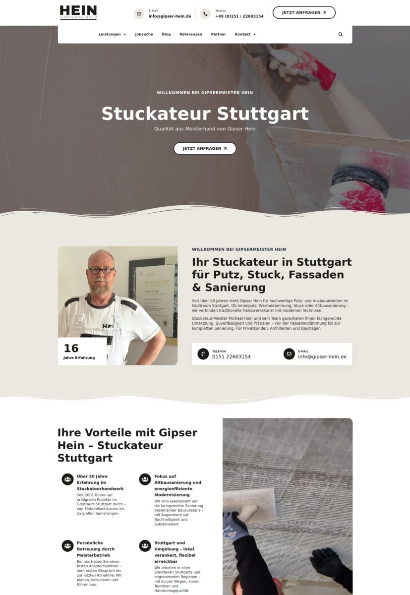 Das Bild zeigt einen Desktop Screenshot der vorgestellten Website