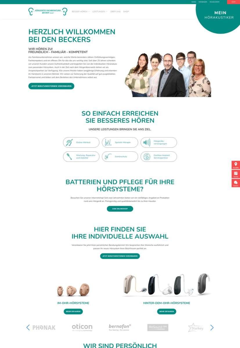 Das Bild zeigt einen Desktop Screenshot der vorgestellten Website