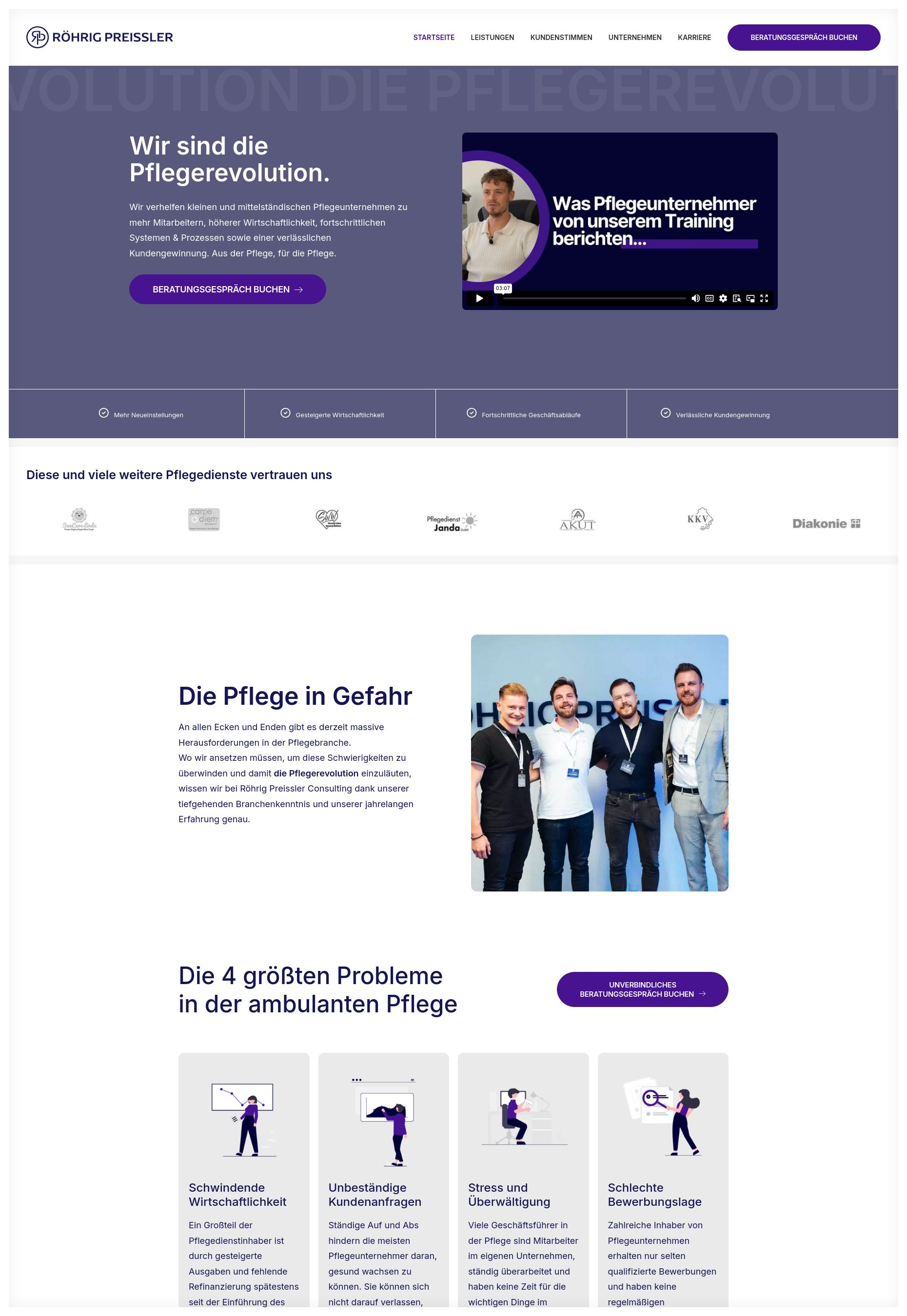 Website von Röhrig Preissler Consulting GmbH, Leverkusen in der Desktop-Ansicht