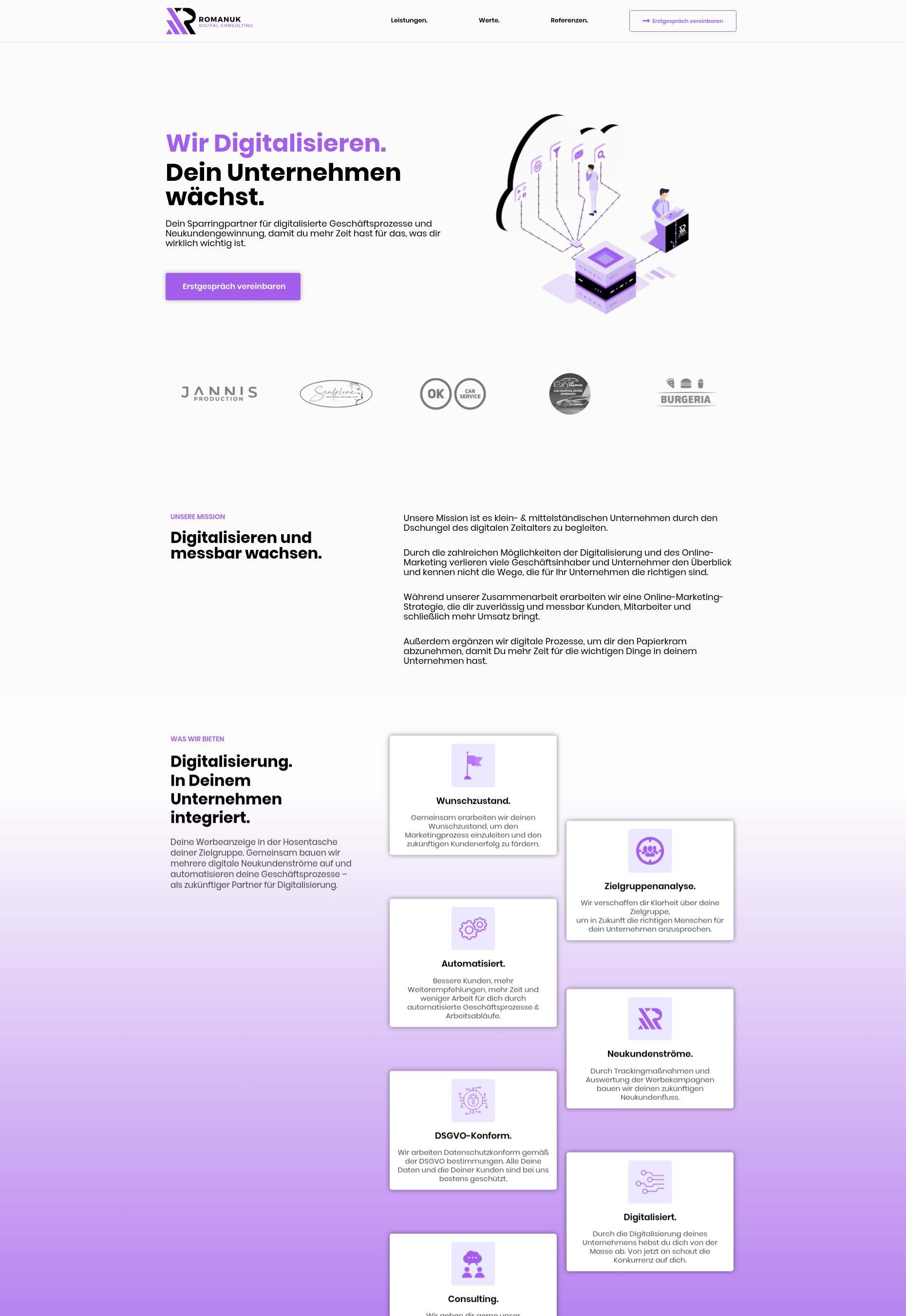 Website von Romanuk Consulting, Leverkusen in der Desktop-Ansicht