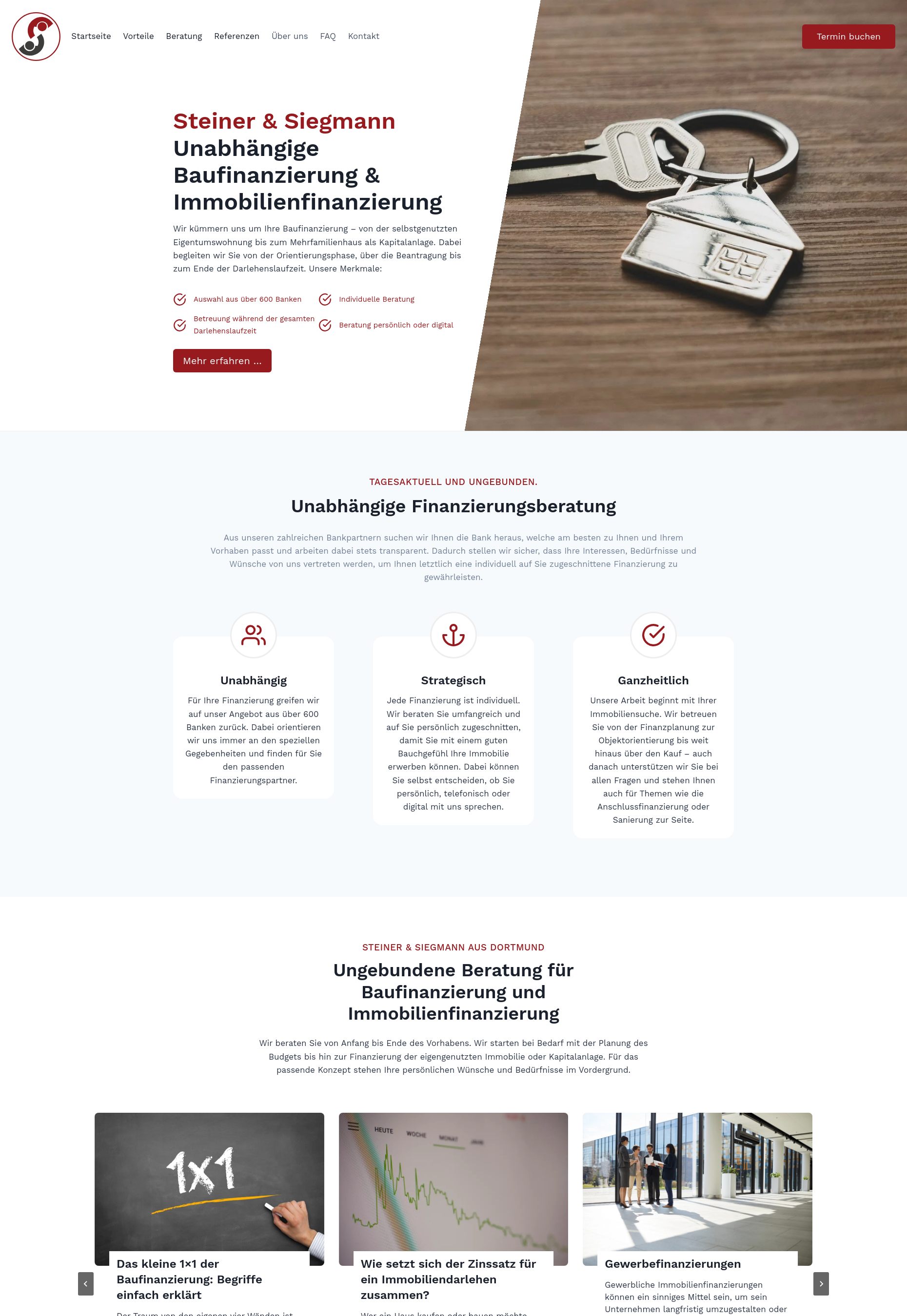 Website von Steiner & Siegmann Finanzberatung, Dortmund in der Desktop-Ansicht