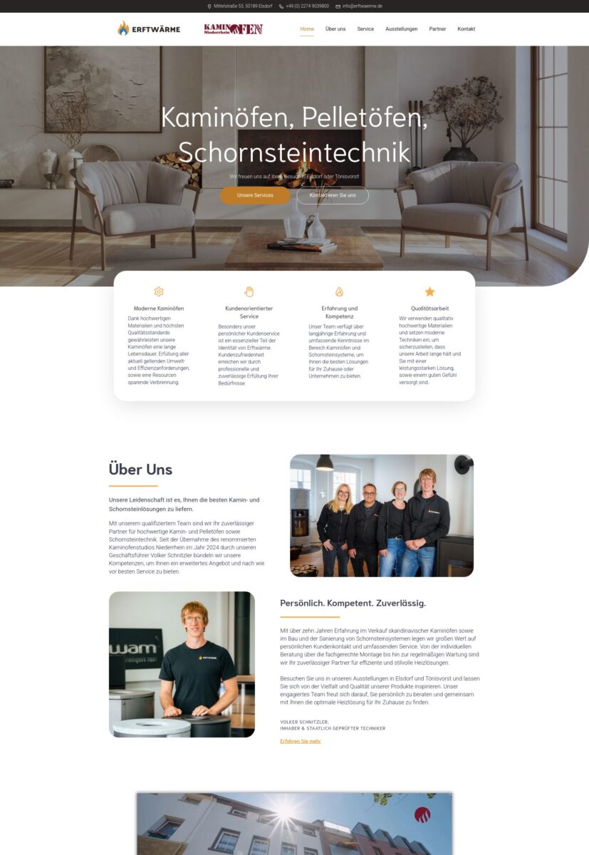 Das Bild zeigt einen Desktop Screenshot der vorgestellten Website
