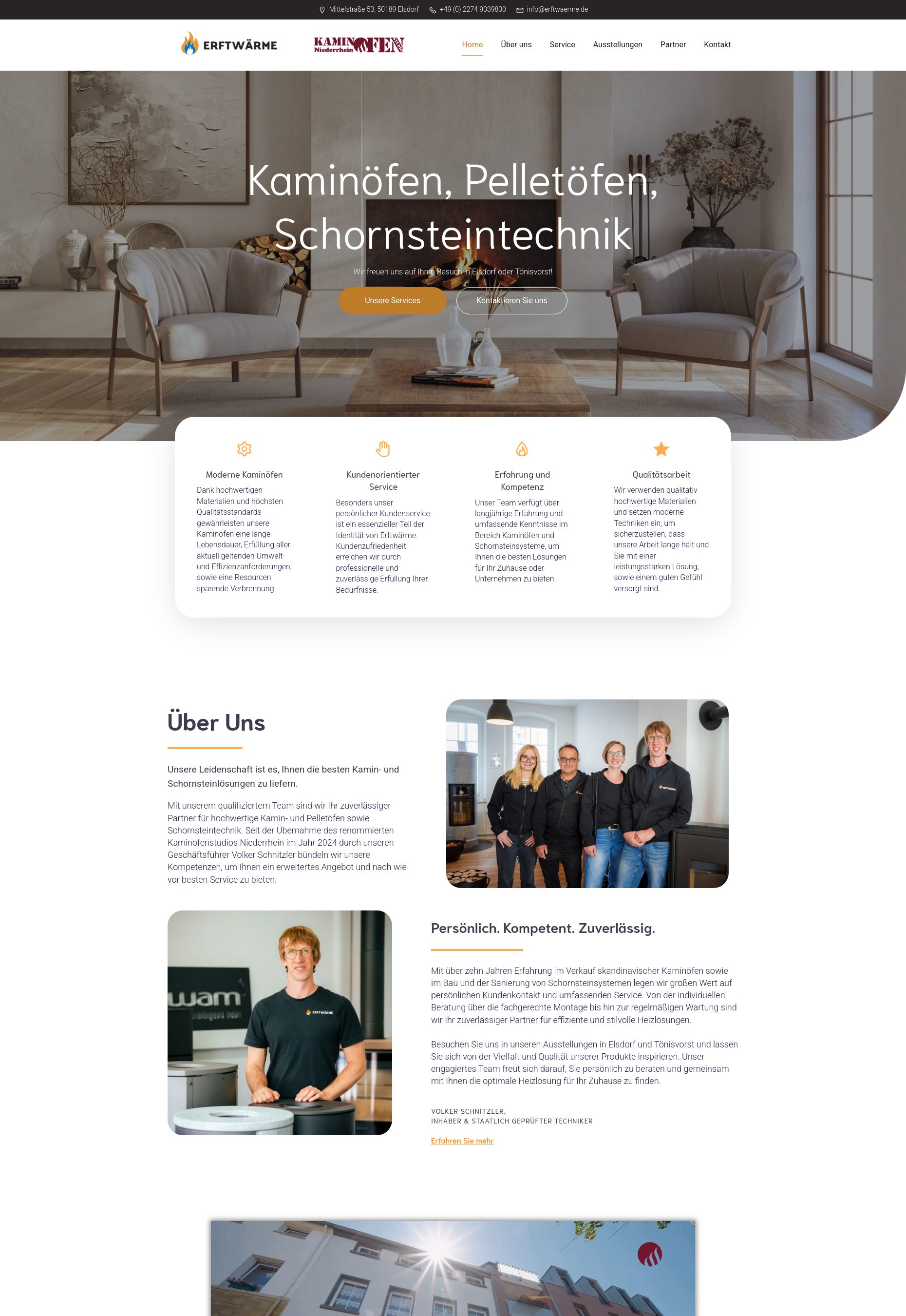Website von Erftwärme, Rhein-Erft-Kreis in der Desktop-Ansicht