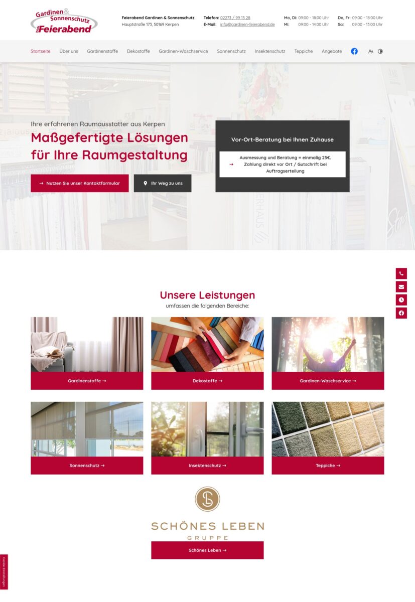 Das Bild zeigt einen Desktop Screenshot der vorgestellten Website