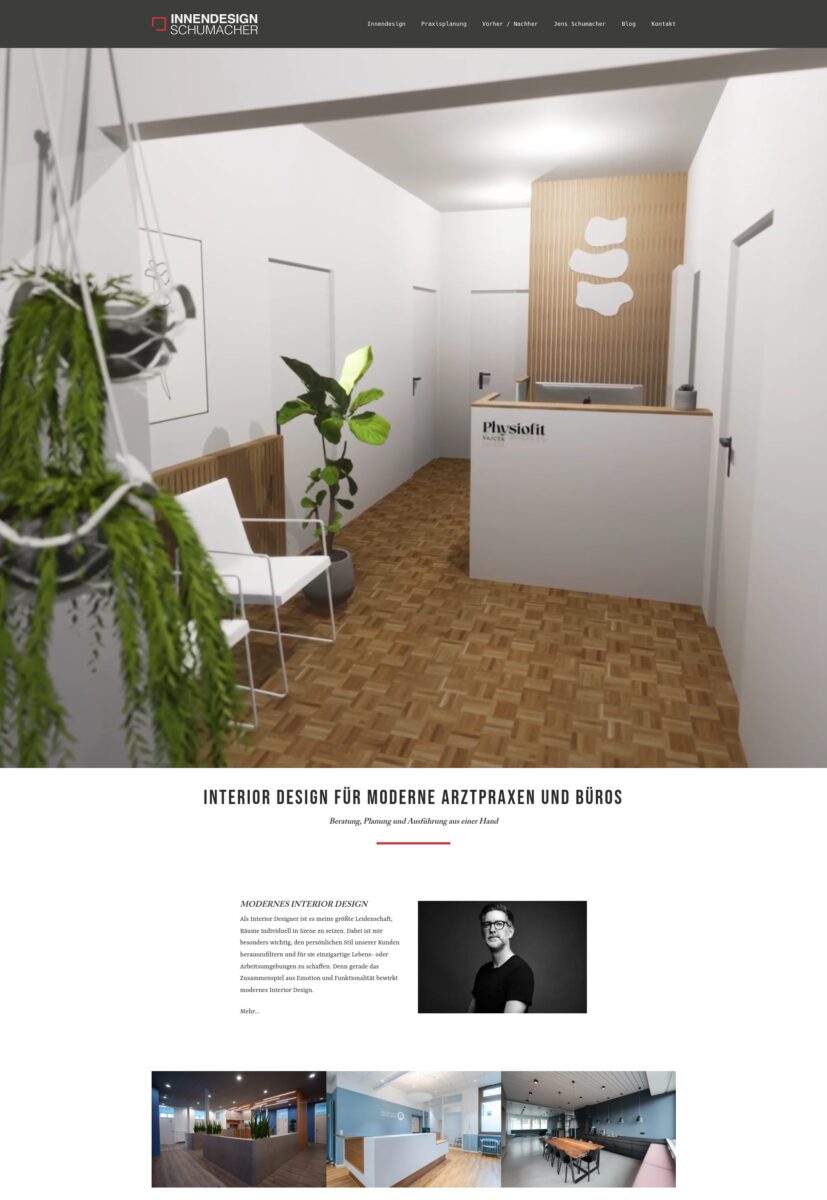 Das Bild zeigt einen Desktop Screenshot der vorgestellten Website