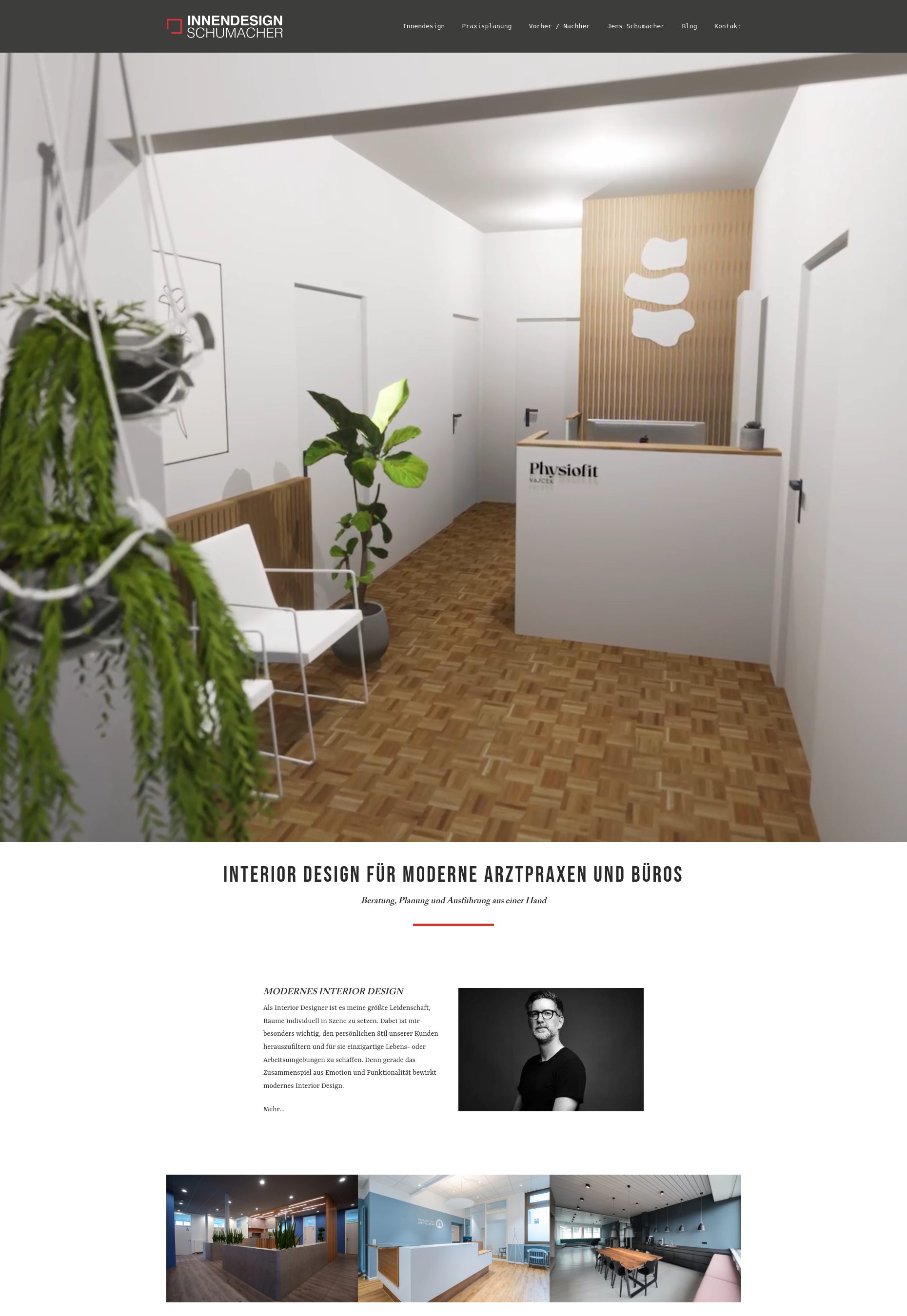 Website von Innendesign Schumacher, Aachen in der Desktop-Ansicht