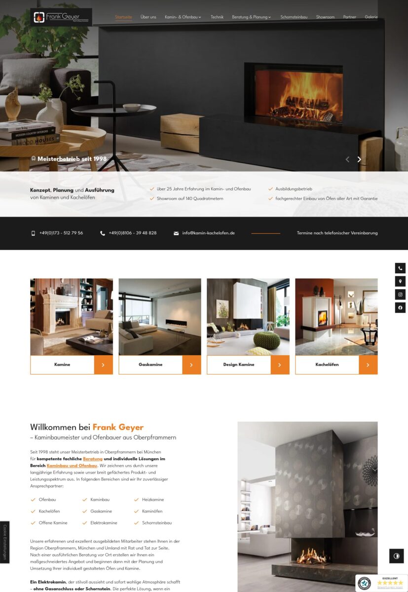 Das Bild zeigt einen Desktop Screenshot der vorgestellten Website