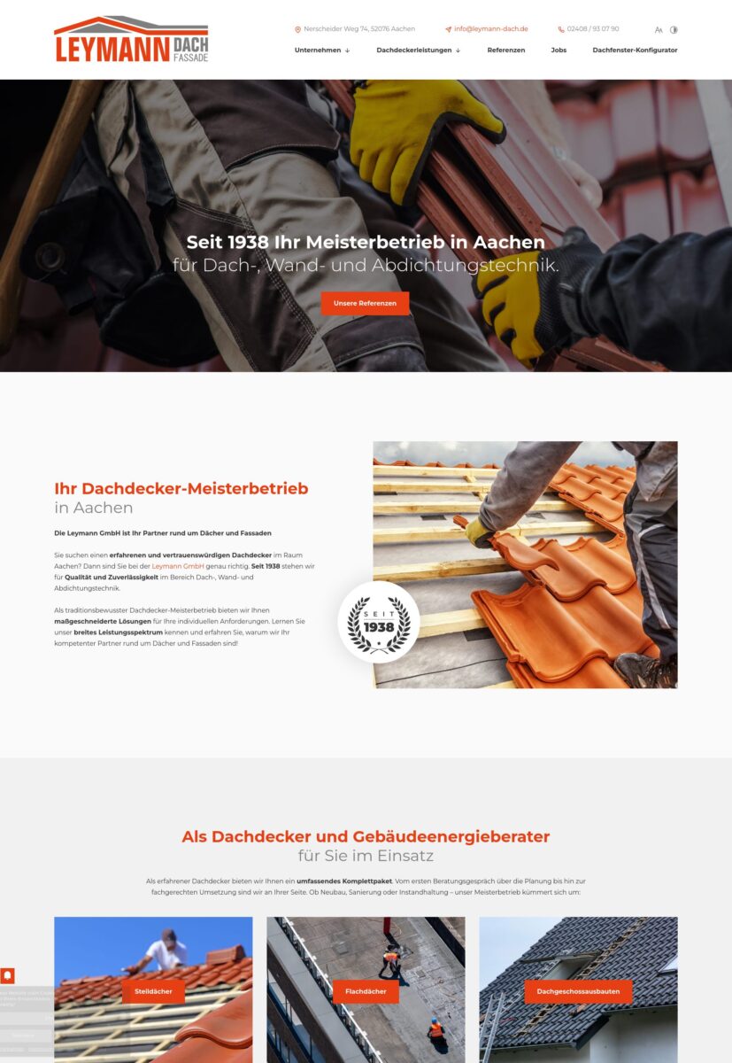 Das Bild zeigt einen Desktop Screenshot der vorgestellten Website