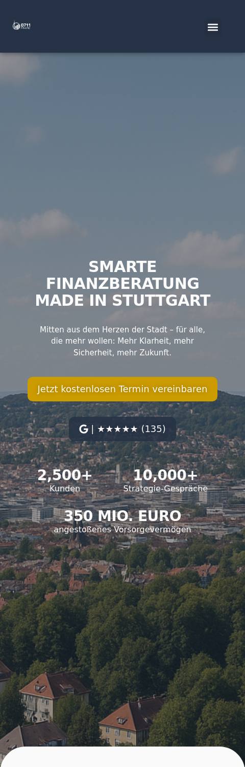 Website von 0711 Finanz, Stuttgart in der Mobilansicht