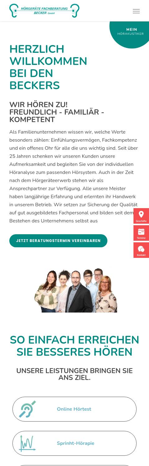 Das Bild zeigt einen Mobile Screenshot der vorgestellten Website
