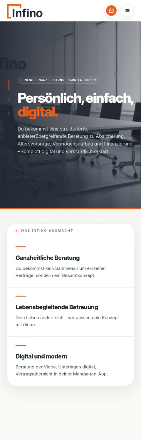 Website von Infino Finanzberatung, Dortmund in der Mobilansicht