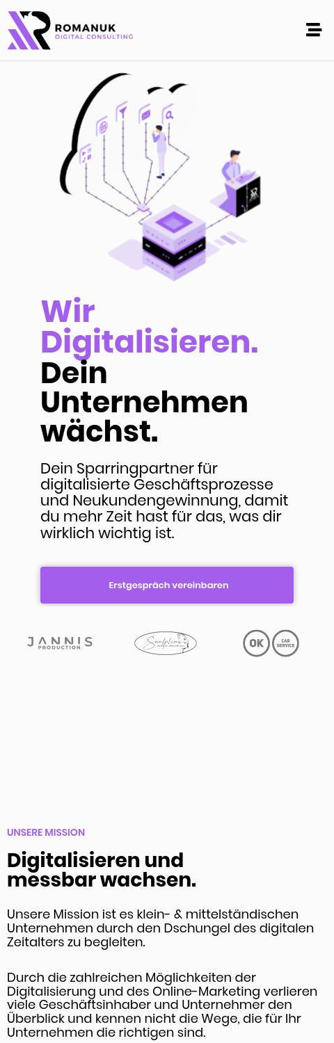 Website von Romanuk Consulting, Leverkusen in der Mobilansicht