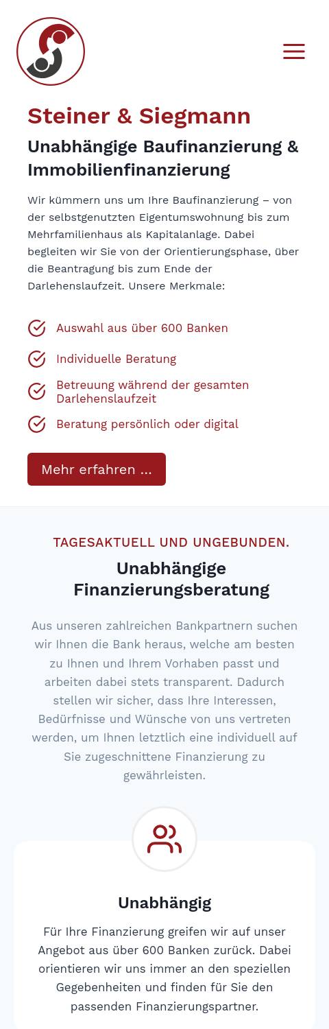 Website von Steiner & Siegmann Finanzberatung, Dortmund in der Mobilansicht