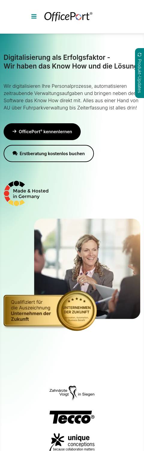 Website von InnovationNext®, Leverkusen in der Mobilansicht