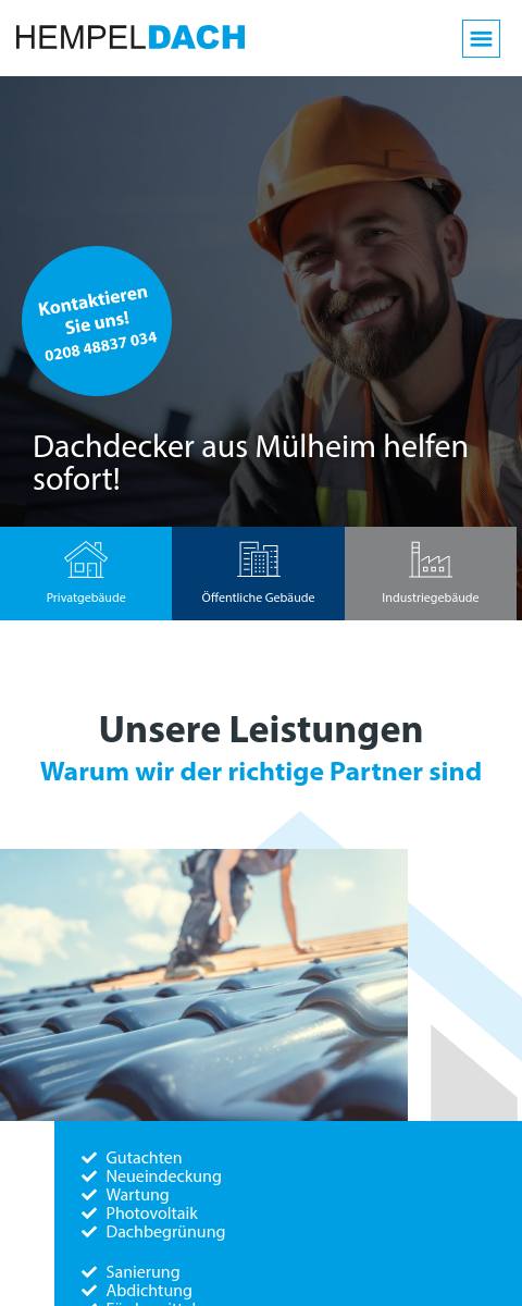 Das Bild zeigt einen Mobile Screenshot der vorgestellten Website