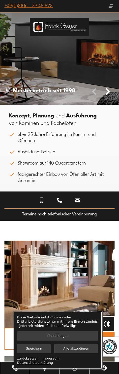 Das Bild zeigt einen Mobile Screenshot der vorgestellten Website