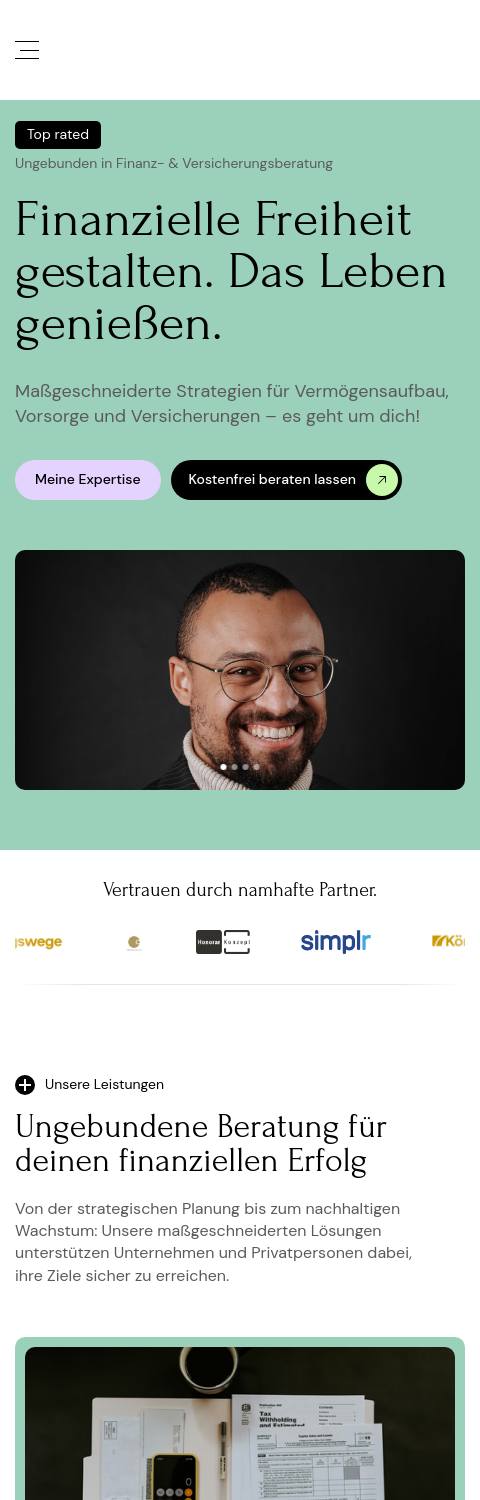 Website von Lorenzo Jäger Solutions, München in der Mobilansicht