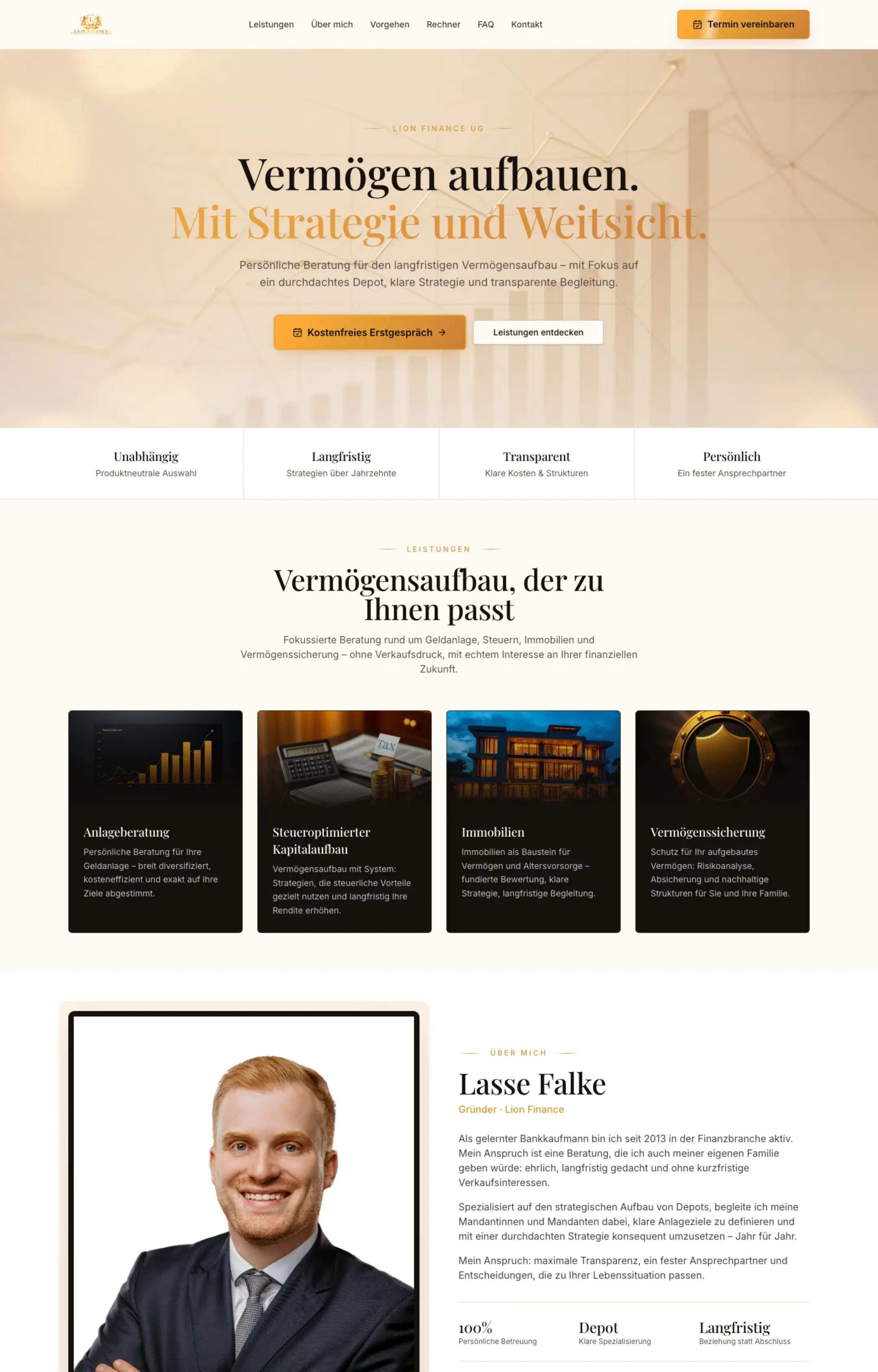 Website von Lion Finance UG, Kreis Plön in der Desktop-Ansicht