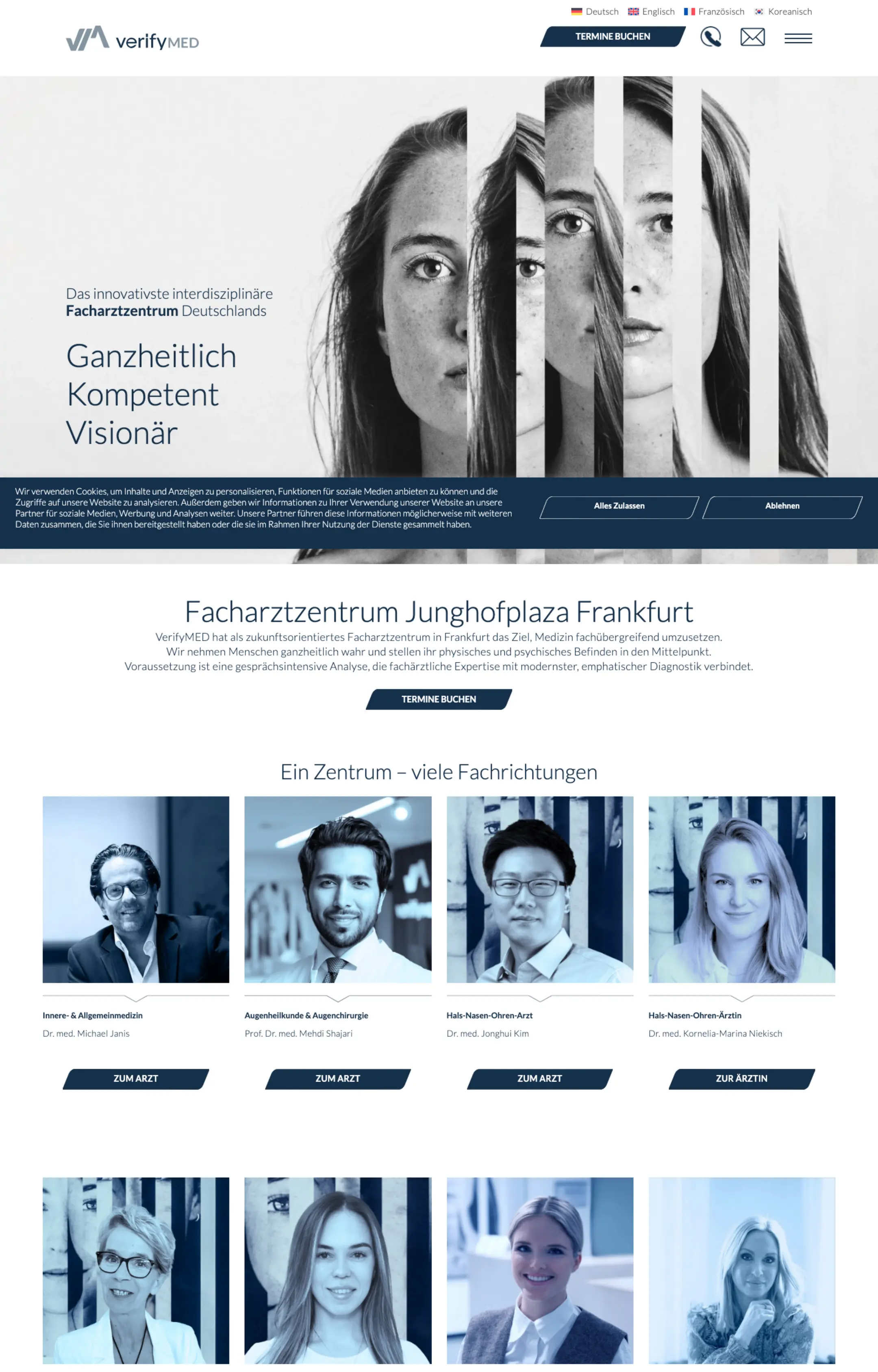 Website von verifyMED, Frankfurt am Main in der Desktop-Ansicht