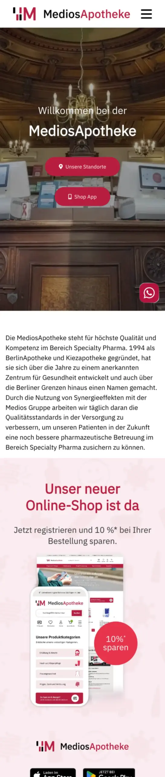 Website von MediosApotheke Anike Olesik e. Kfr., Berlin in der Mobilansicht