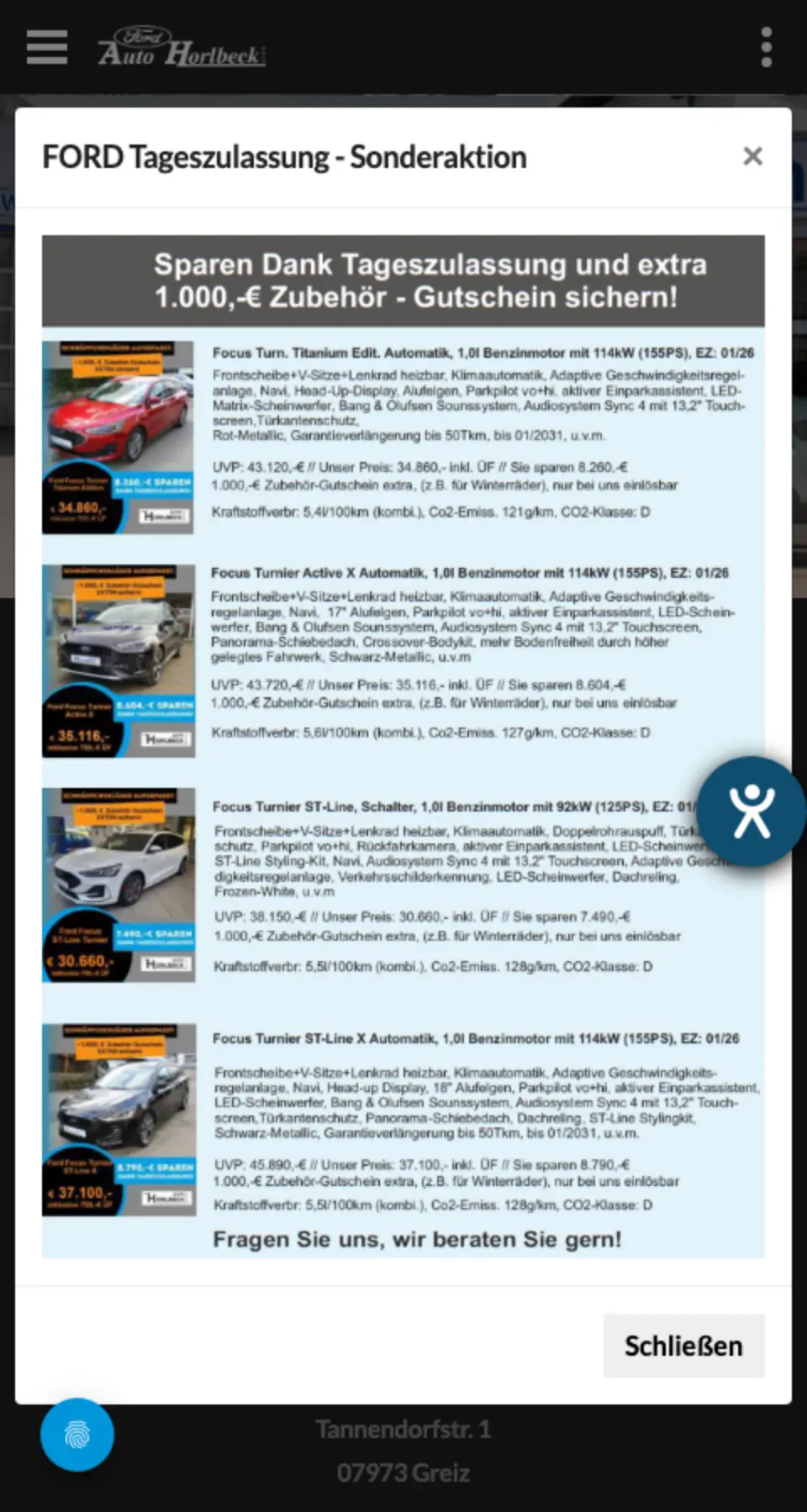 Website von Auto Horlbeck, Landkreis Greiz in der Mobilansicht