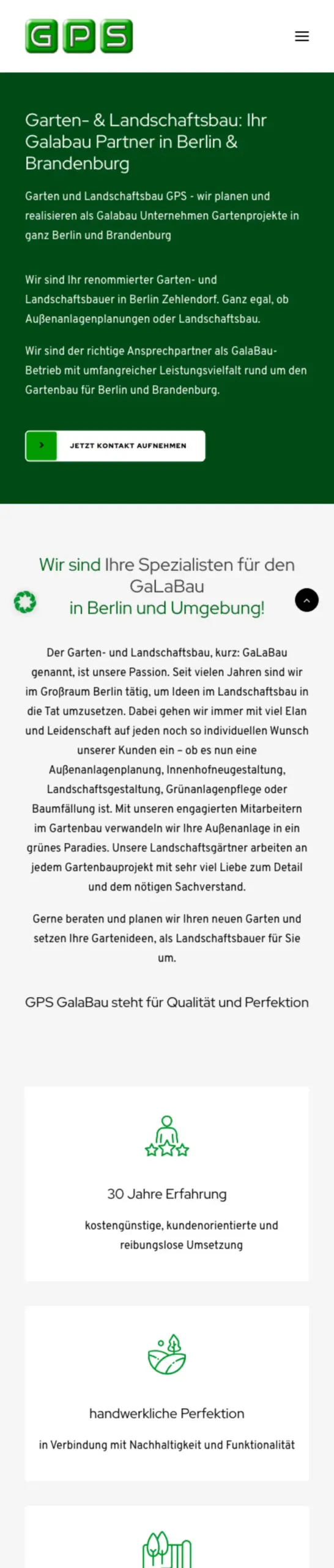 Website von GPS D. Sturm, Berlin in der Mobilansicht