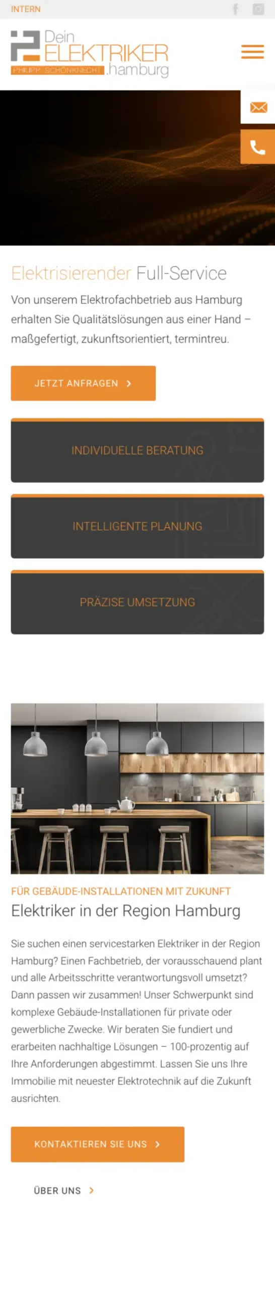 Website von DeinElektriker.Hamburg, Hamburg in der Mobilansicht