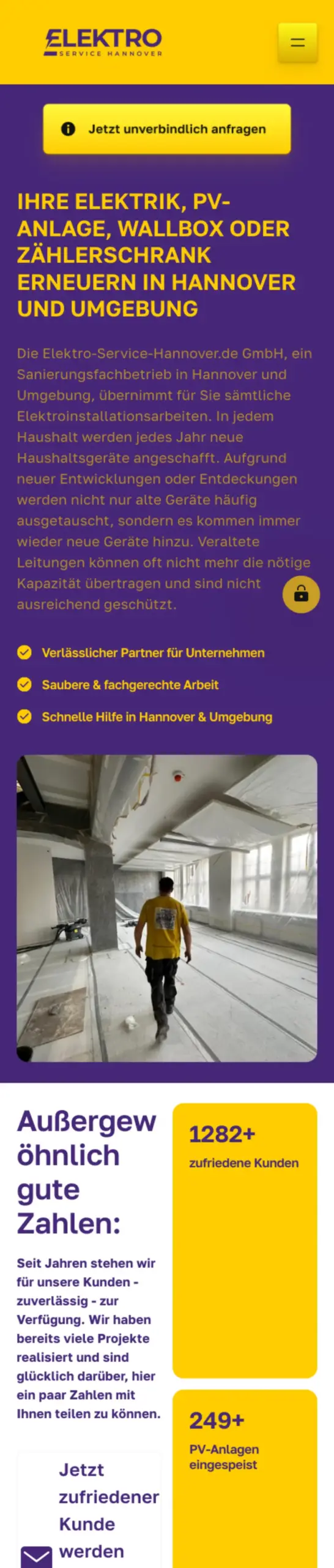 Website von Elektro-Service-Hannover.de, Hannover in der Mobilansicht