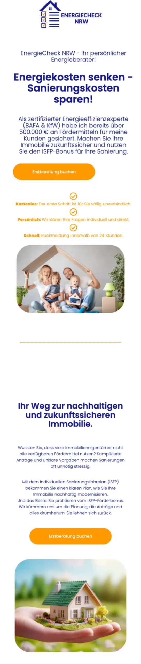 Website von EnergieCheck NRW, Dortmund in der Mobilansicht