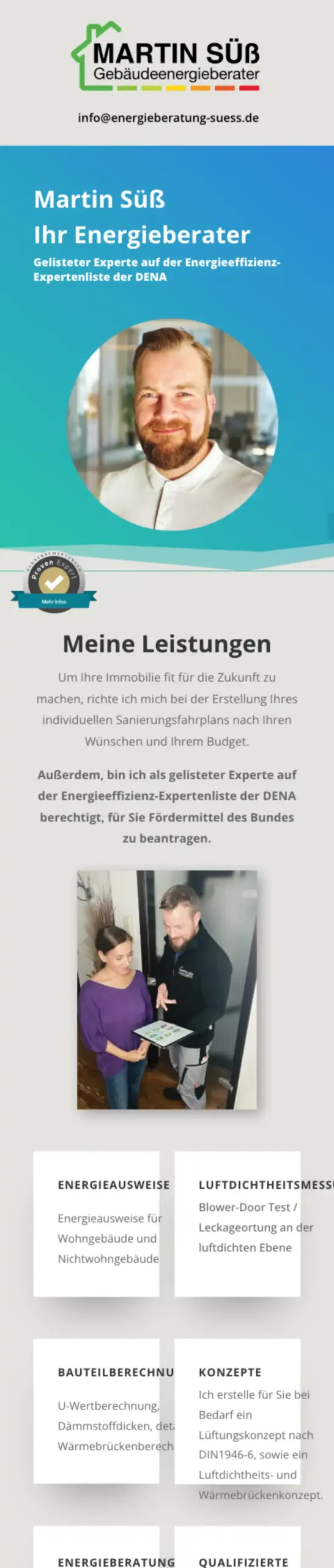 Website von Martin Süß – Gebäudeenergieberater, Kaiserslautern in der Mobilansicht