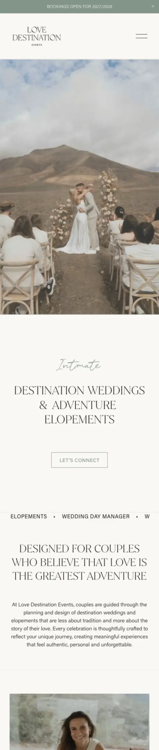 Website von Love Destination Events, Berlin in der Mobilansicht