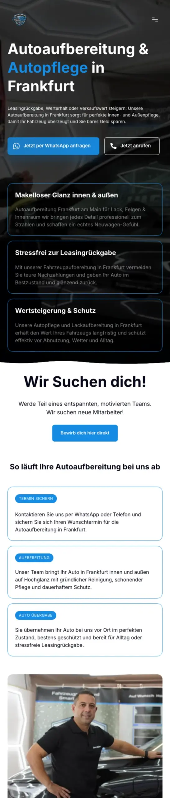 Website von Imeshine, Frankfurt am Main in der Mobilansicht