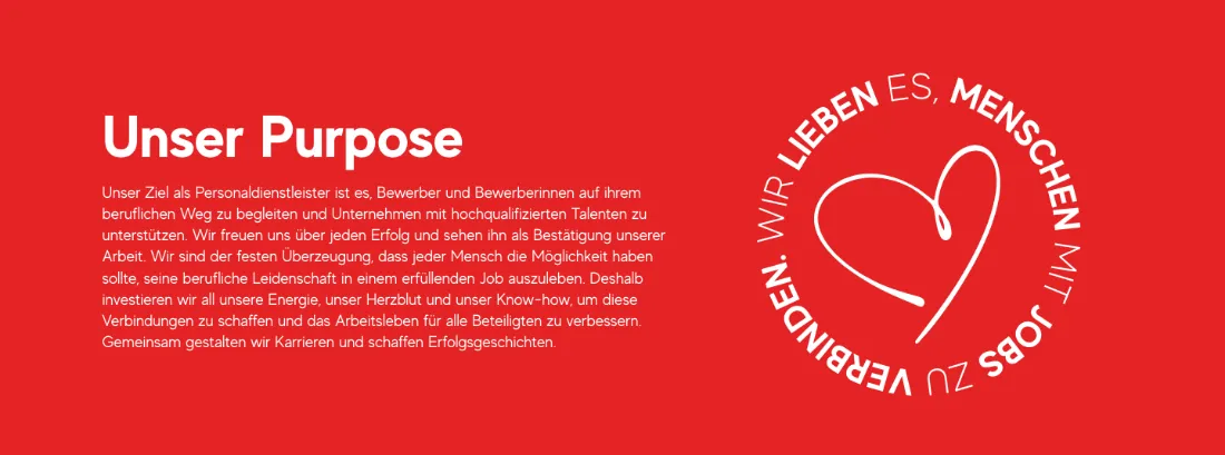 Ausschnitt der Website von actuell Personal GmbH, Bonn: Leitbild als durchgehender Absatz mit Ziel und Haltung — wer nach Orientierung sucht, versteht, wofür der Dienstleister einsteht.