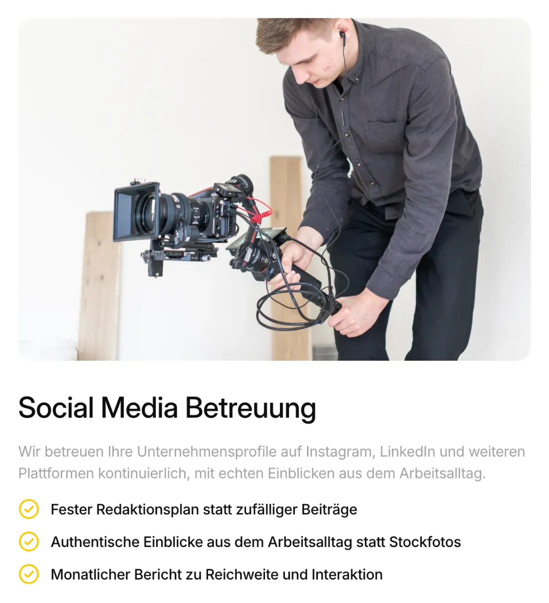 Ausschnitt der Website von CONVAIX GmbH, Aachen: Konkrete Zusagen in drei Punkten — fester Plan, echte Einblicke, monatlicher Bericht; der Besucher weiß, was geliefert wird.
