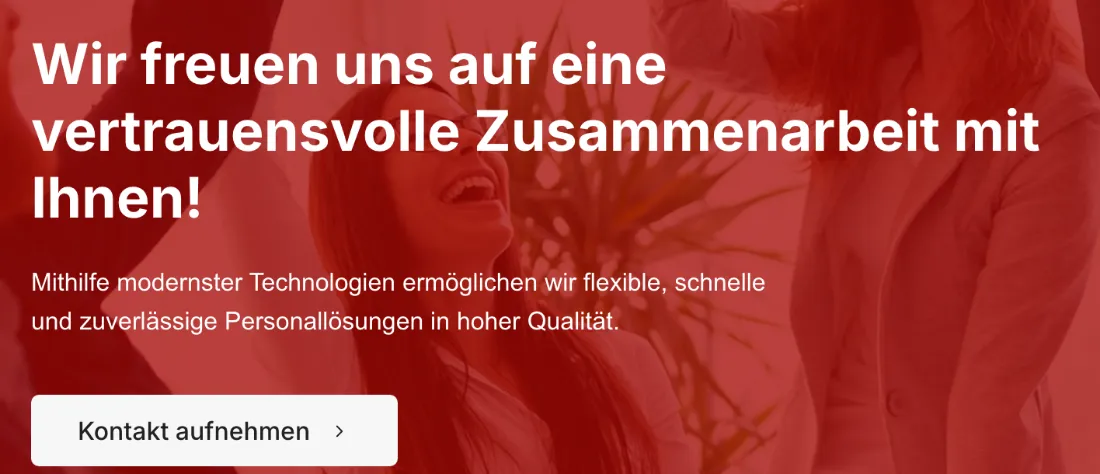 Ausschnitt der Website von emico personal GmbH, Frankfurt am Main: Große Überschrift mit Kontrastfläche und einziger Button 'Kontakt aufnehmen' — der Besucher erkennt den nächsten Schritt ohne Suchen.