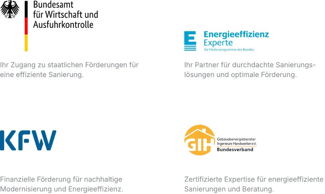 Ausschnitt der Website von FEGUS GmbH & Co. KG, Landkreis Sächsische Schweiz-Osterzgebirge: Vier Institutionen mit Kurztext — der Besucher erkennt Förderwege und Anlaufstellen auf einen Blick.