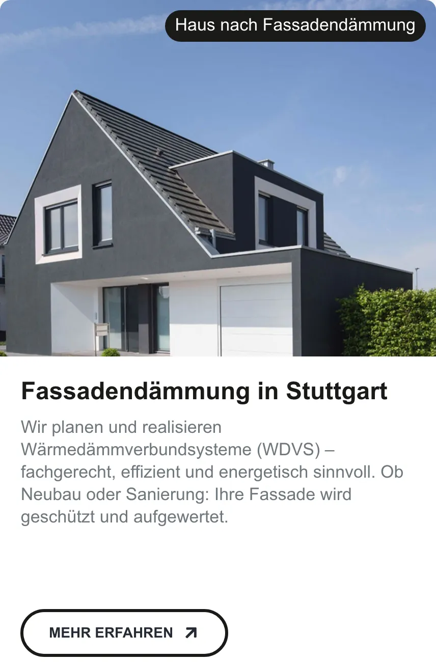 Ausschnitt der Website von Gipsermeister Hein, Stuttgart: Leistung plus Ort im Titel, darunter die Schaltfläche „Mehr erfahren“ — wer regional sucht, erkennt Relevanz und klickt weiter.