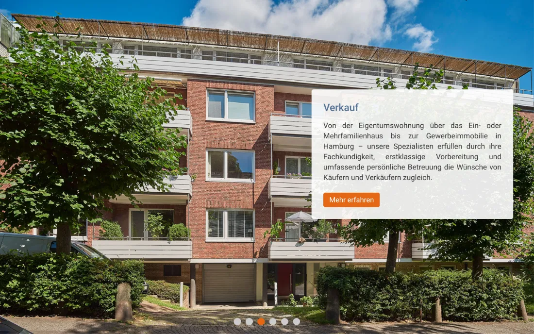 Ausschnitt der Website von Groth & Schneider KG, Hamburg: Kontrastreicher Kasten mit Überschrift und 1 Button — der Besucher liest bequem und weiß sofort, wohin der Klick führt.
