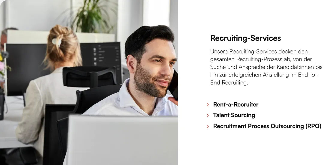 Ausschnitt der Website von HR-Recruiting Services GmbH, Berlin: 3 klar benannte Optionen, RPO ausgeschrieben — der Besucher ordnet Angebote schneller zu und findet den richtigen Einstieg.