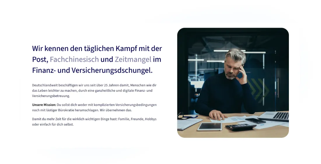 Ausschnitt der Website von Sven Jobusch, Rhein-Sieg-Kreis: Drei Hürden markiert und 'über 25 Jahren' genannt — wer sucht, erkennt Relevanz und Erfahrung ohne lange Erklärungen.
