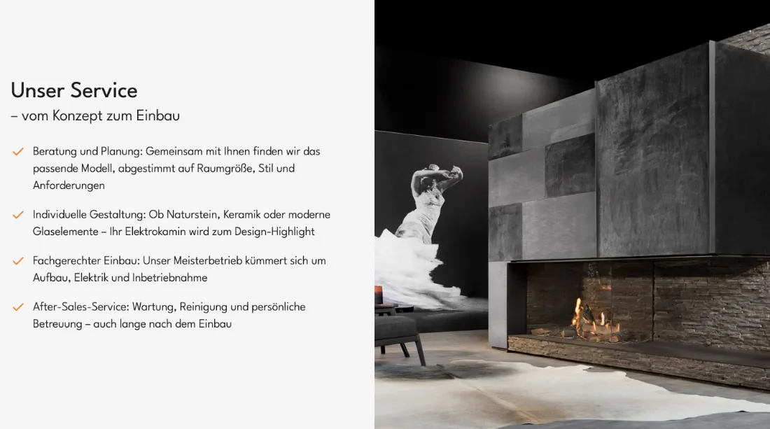Ausschnitt der Website von Frank Geyer, Landkreis Ebersberg: Vier Service-Schritte von Beratung bis Wartung — wer plant, sieht Ablauf, Zuständigkeiten und was enthalten ist.