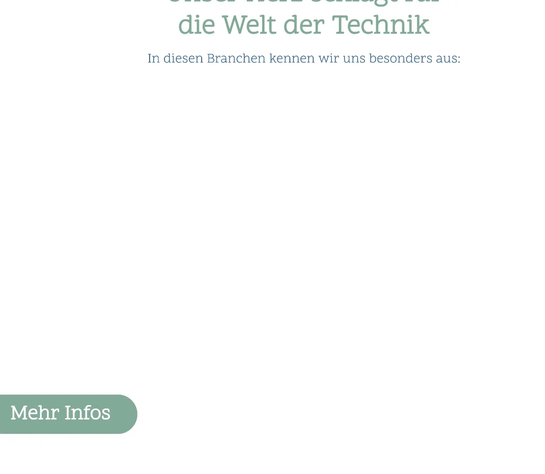 Ausschnitt der Website von NORDkind Recruiting GmbH, Bremen: Klare Branchen-Überschrift plus Button 'Mehr Infos' — wer vergleicht, erkennt Fokus und hat den nächsten Schritt parat.