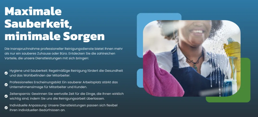 Ausschnitt der Website von Jaouad Roukdi, Dortmund: Klarer Block mit Überschrift und vier Vorteilspunkten — wer sucht, erfasst Nutzen für Gesundheit, Zeit und Image in Sekunden.