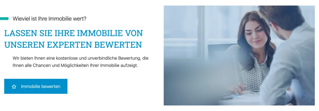 Ausschnitt der Website von Schlief + Co. Immobilien GmbH, Hamburg: Frage als Überschrift und ein einziger, klarer Button — wer eine Bewertung sucht, findet den 0‑€‑Einstieg ohne Umwege.